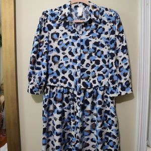 Leopard Print Shirt Dress